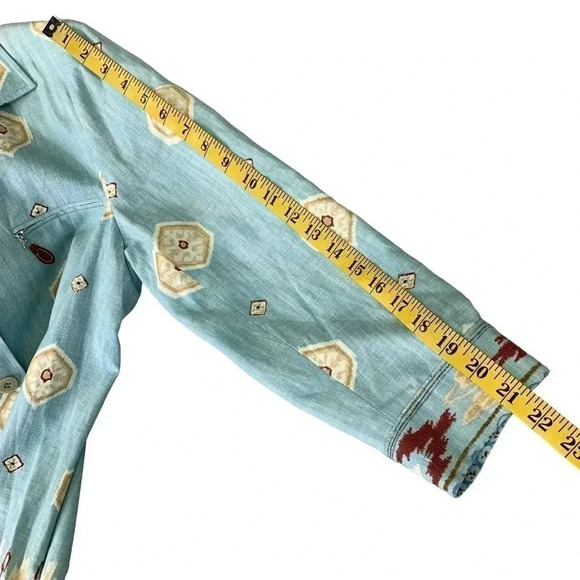 Doncaster 100% Linen Button Down Sports Blazer Jacket Women Size 10 Green Aztec - Picture 14 of 16